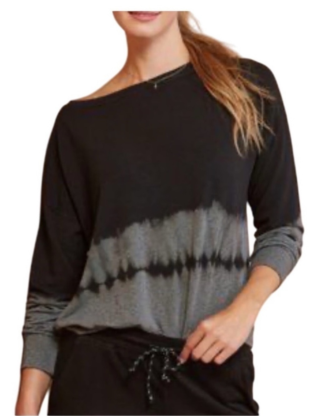 SUNDRY Ombre Off Shoulder Sweatshirt